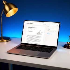 : Electronic notarization of a digital document using a laptop